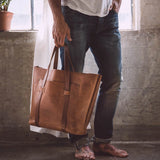 Full-Grain Leather Large Tote Bag - Tan