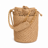 Buckety Raffia Bag - Gold