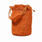 Buckety Raffia Bag - Orange
