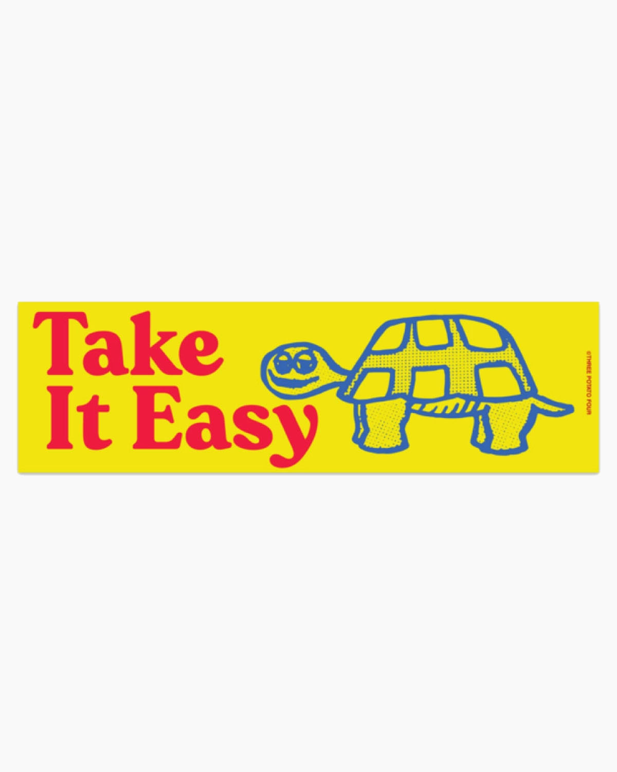 Sticker with a turtle and 'Take It Easy' text on a yellow background