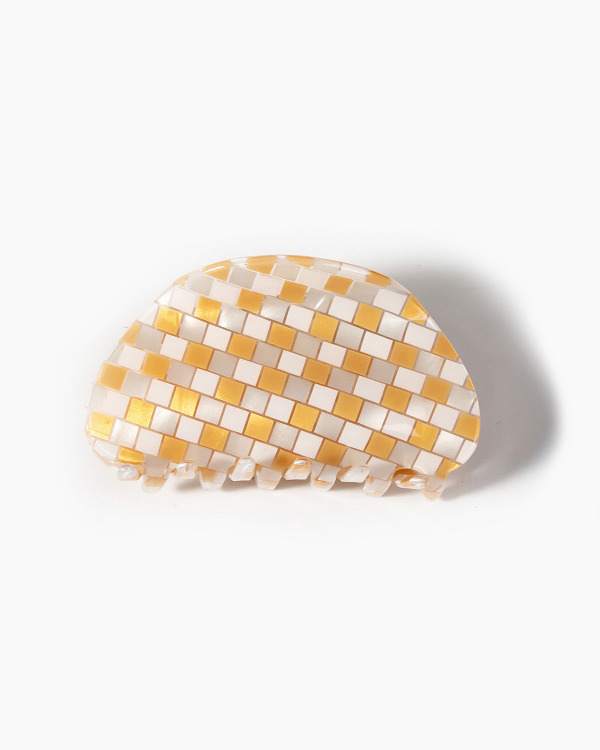 Orange Checkerboard Hair Clip on a white background