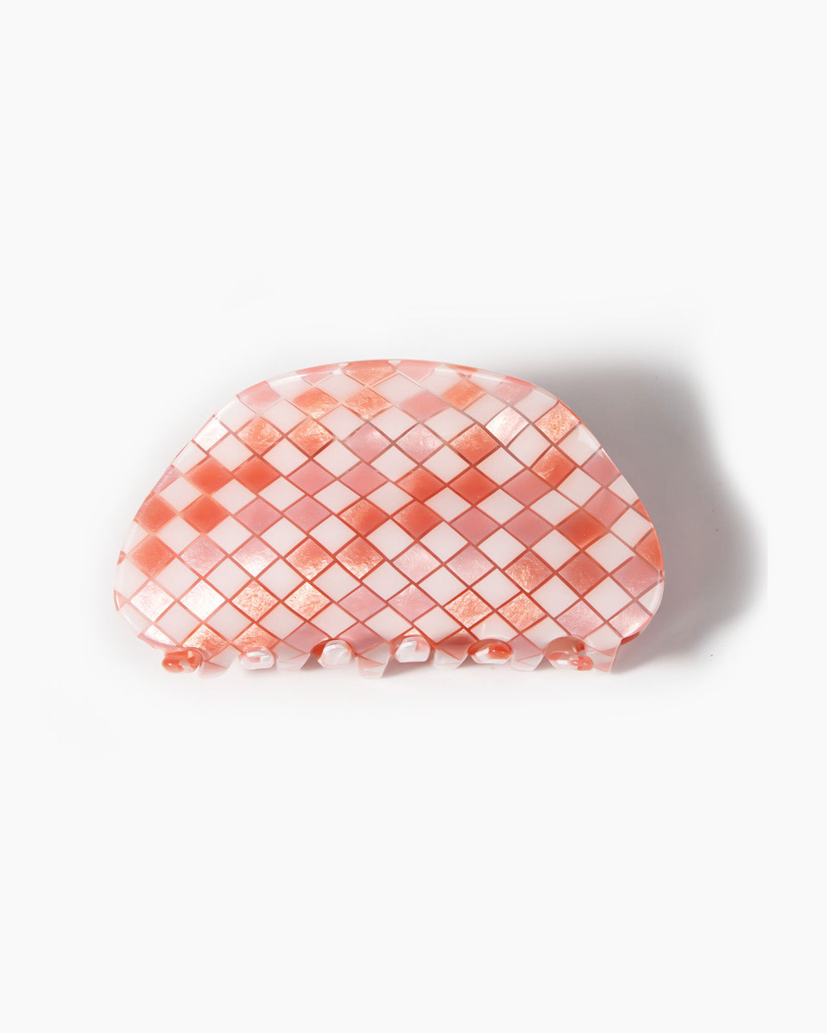 Pink Checkerboard Hair Clip on a white background