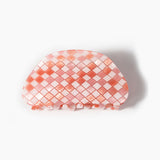 Pink Checkerboard Hair Clip on a white background