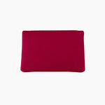 Red pouch with green edge on a white background