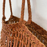 Leather woven bag detail