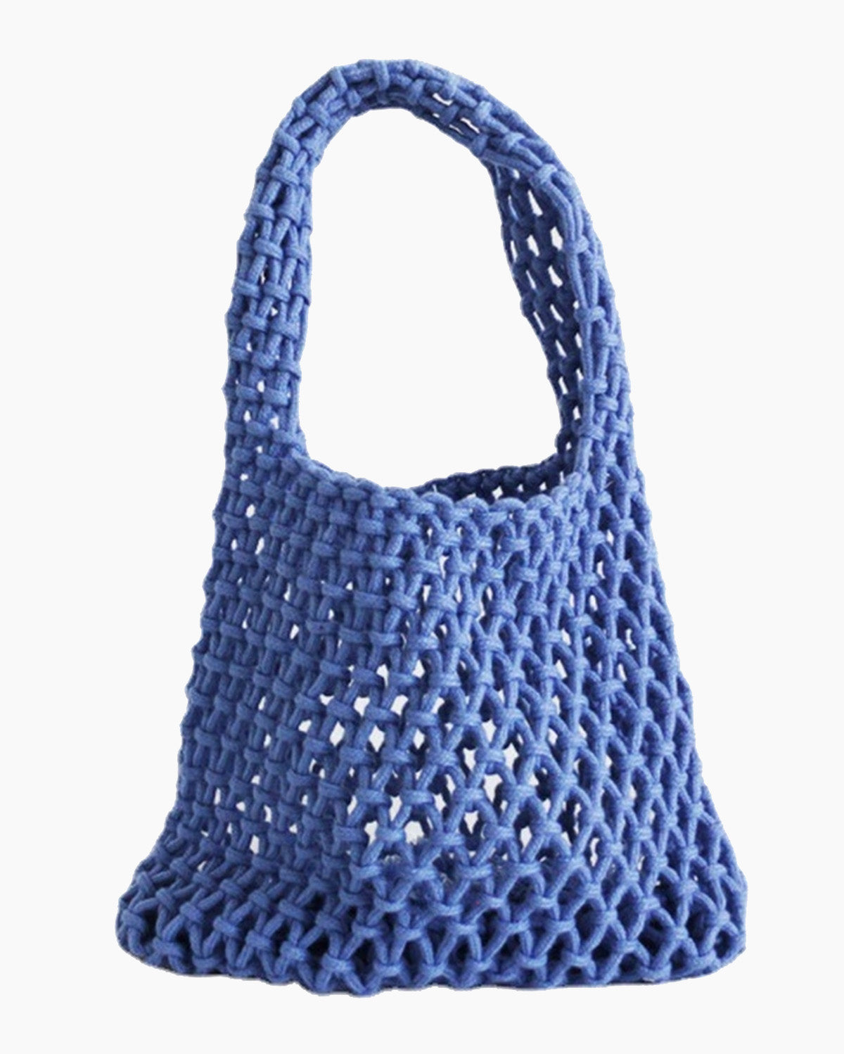 Blue mesh bag on a light background