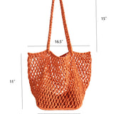 Woven Cotton Net Beach Bag - Terracotta