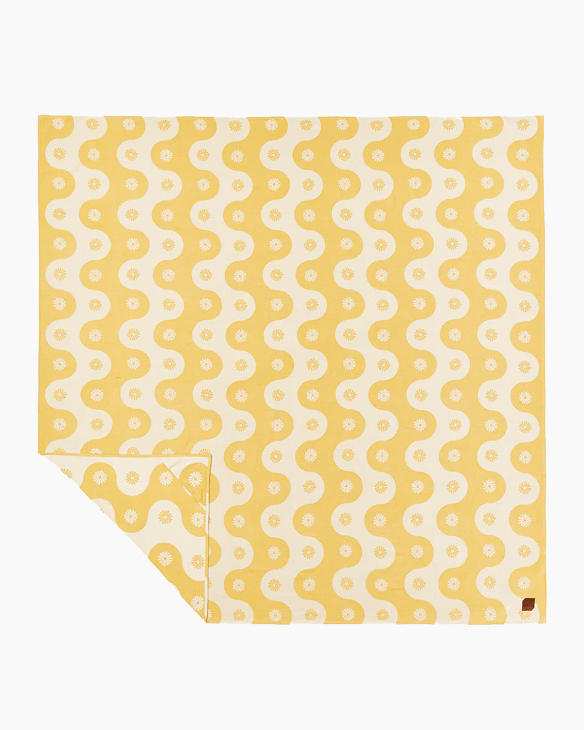 Yellow fabric with white pattern on a white background