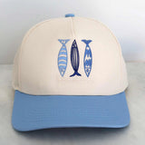 Les Sardines Embroidered Fish Hat - Blue and Natural