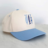 Les Sardines Embroidered Fish Hat - Blue and Natural