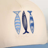 Les Sardines Embroidered Fish Hat - Blue and Natural