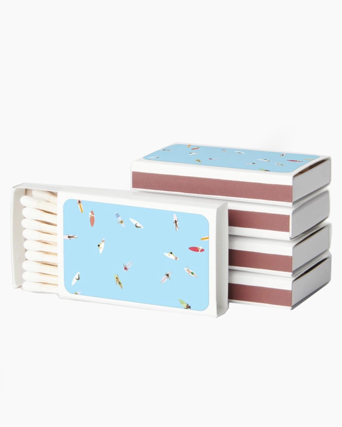 Stack of books with a blue and pink cover design on a white background