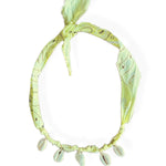 Yellow bandana necklace with shell charms