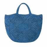 Nico Raffia Tote Bag - Blue Denim